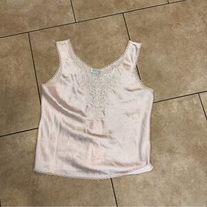 Elegant Pink Lace Trim Tank Top